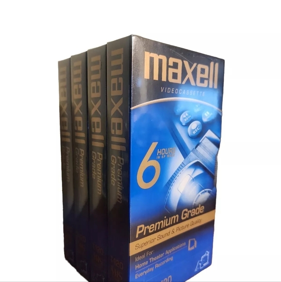 Maxwell Video Cassette 4 Pack  Premium Grade  6 Hours Sealed Blanks - Picture 2 of 4